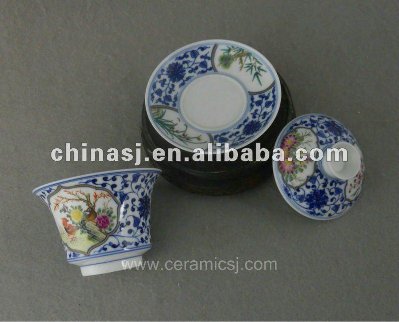 beautiful ceramic blue and white Tea set with flower design WRYAJ02