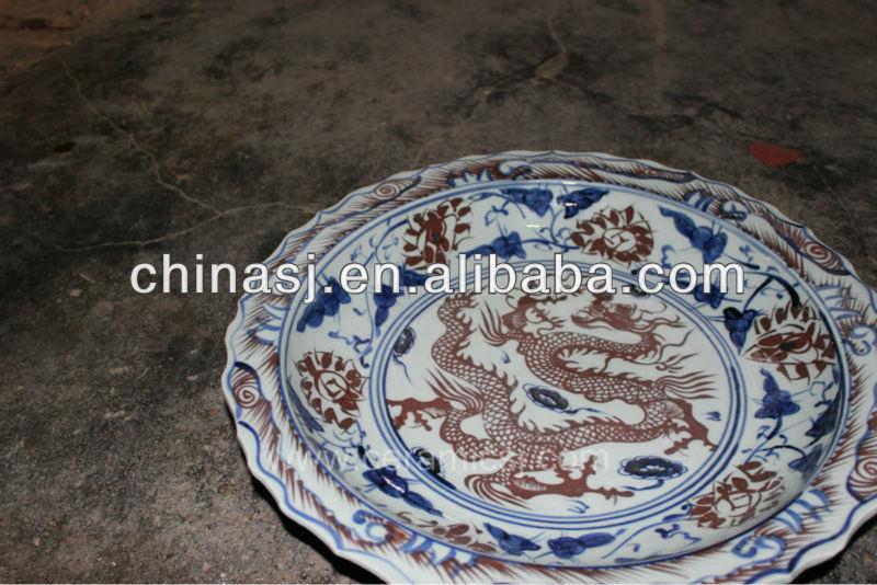 big blue white Porcelain Plate for appreciate RYVH12