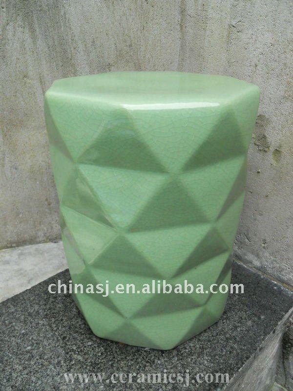 Crackled Green ceramic Outdoor Stool WRYKB60