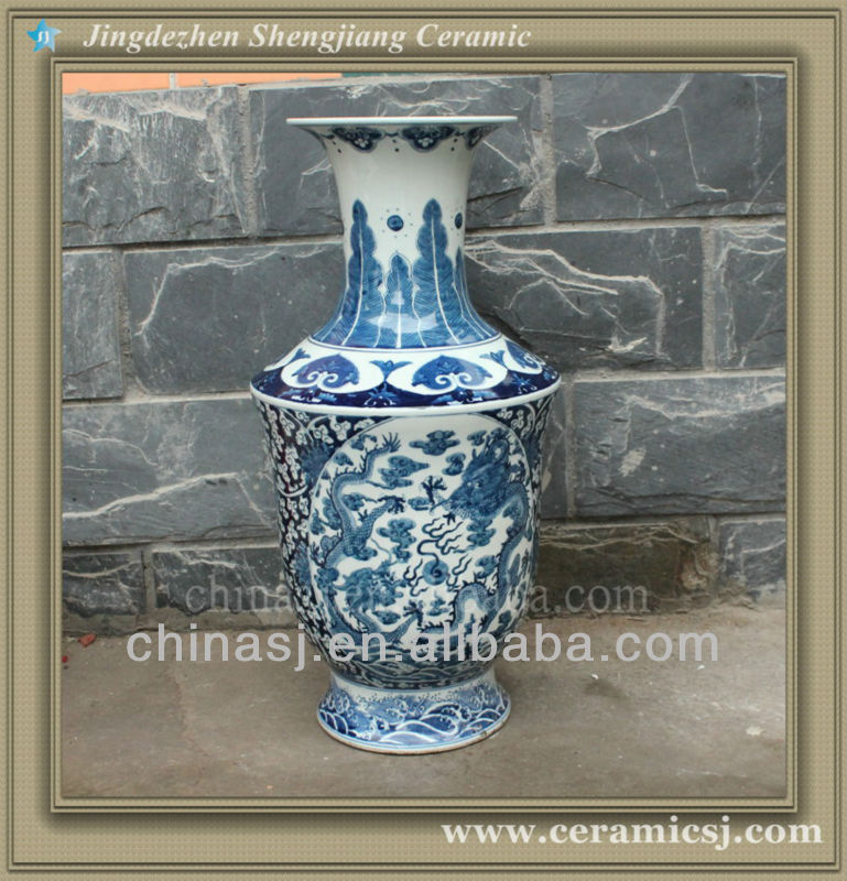 RYUJ13 Blue and white tall indoor cheap flower vase