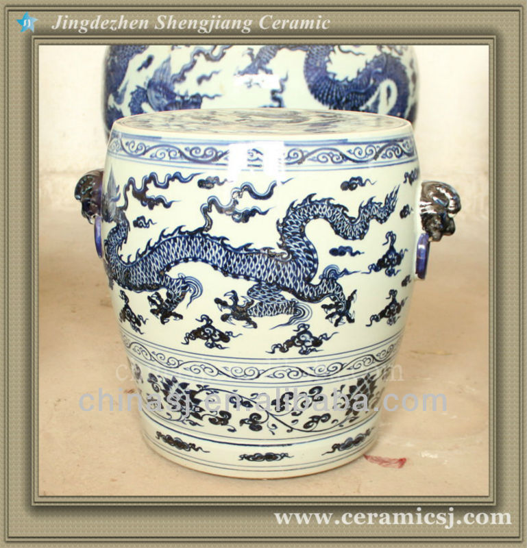 RYWC02 Blue And White Dragon Ceramic Garden Stool