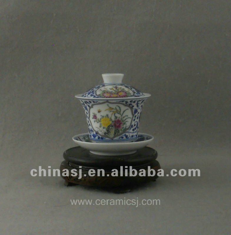 beautiful ceramic blue and white Tea set with flower design WRYAJ02