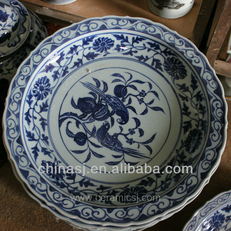 big blue white Porcelain Plate for appreciate RYVH16