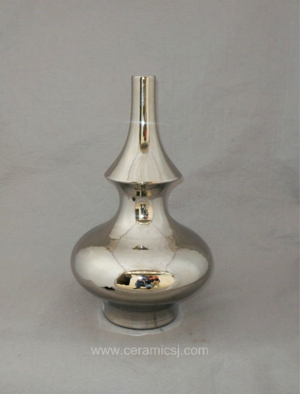 gourd shaped Bright Silver Vase WRYKB76