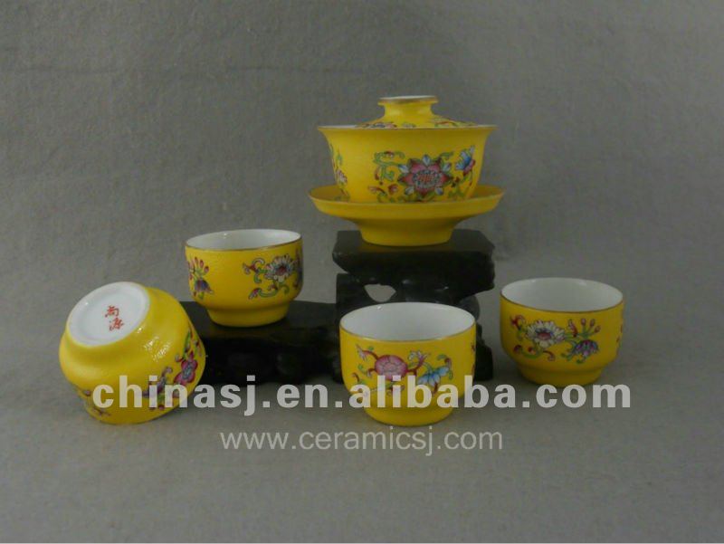 yellow Chinese Porcelain Tea set WRYTN02