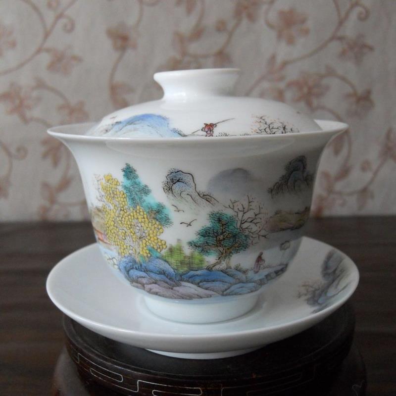 Porcelain Gaiwan Landscape tea cup WRYAG35