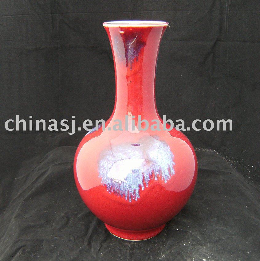 Chinese Red Ceramic Vase 33*19cm Jingdezhen Shengjiang Ceramic Co
