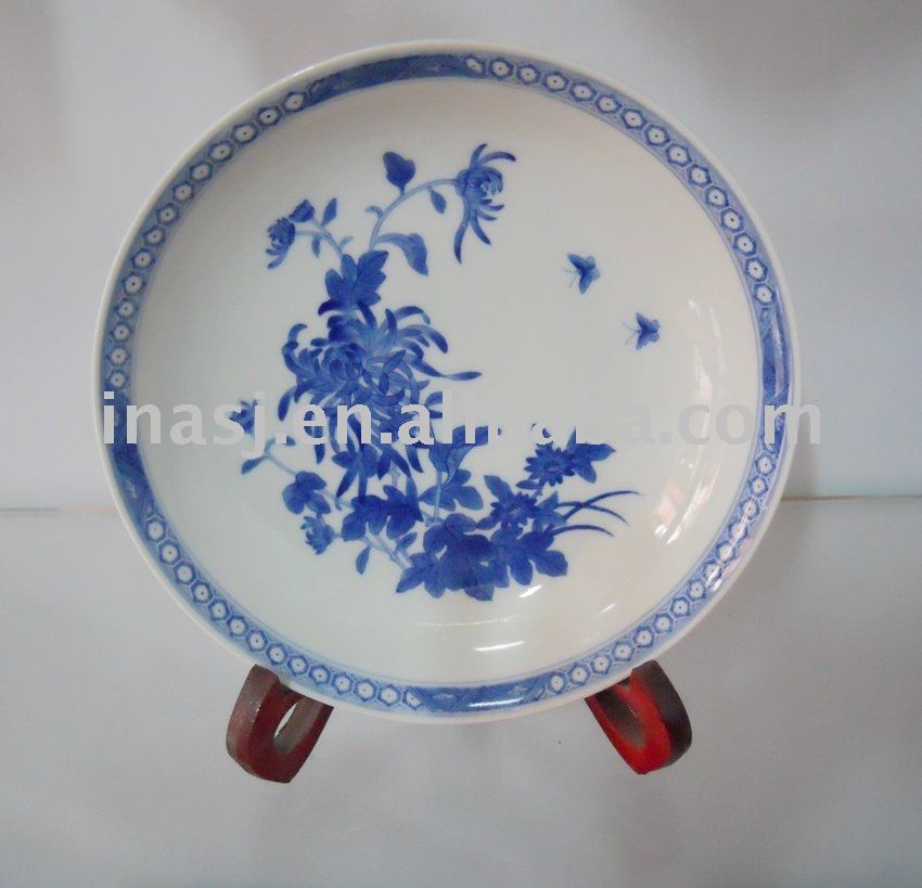Handmade porcelain blue and white plate WRYAS59