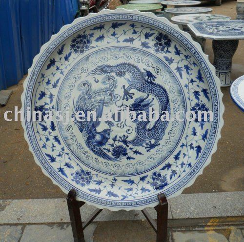 blue and white antique reproduction Porcelain plate WRYAZ330