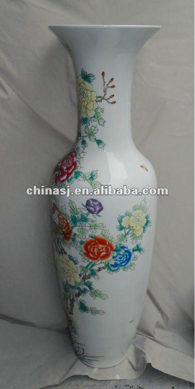 Famille rose Flower design Large Chinese Floor Vase WRYUL05