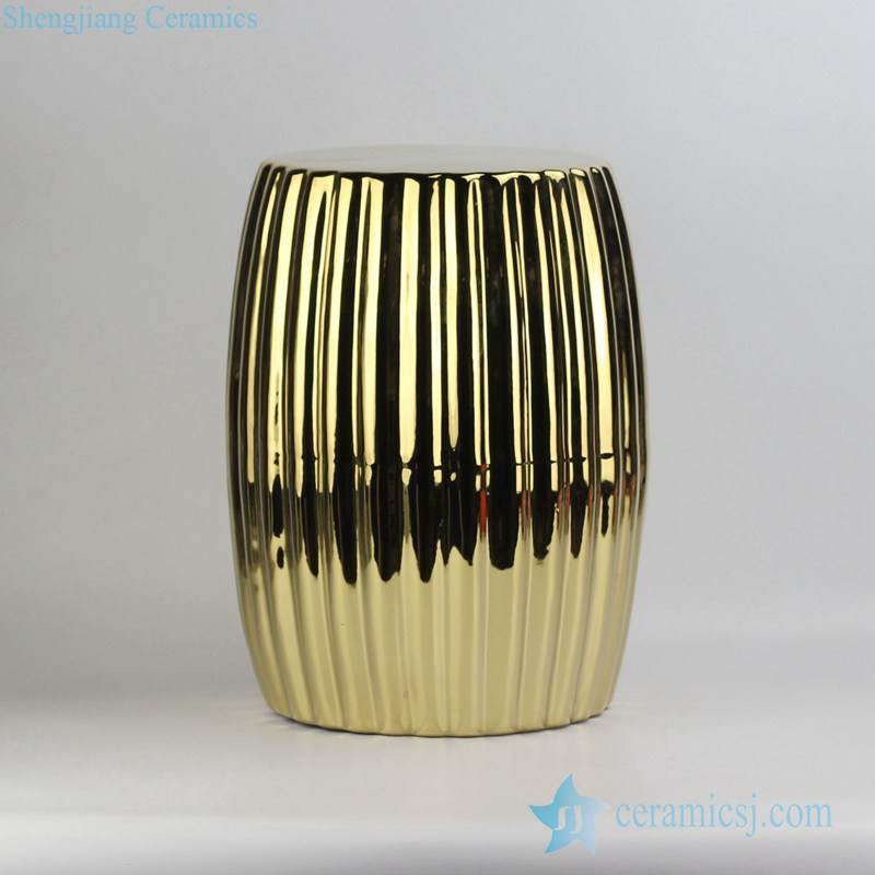 Pleated surface design end table usage golden gilded porcelain stool 