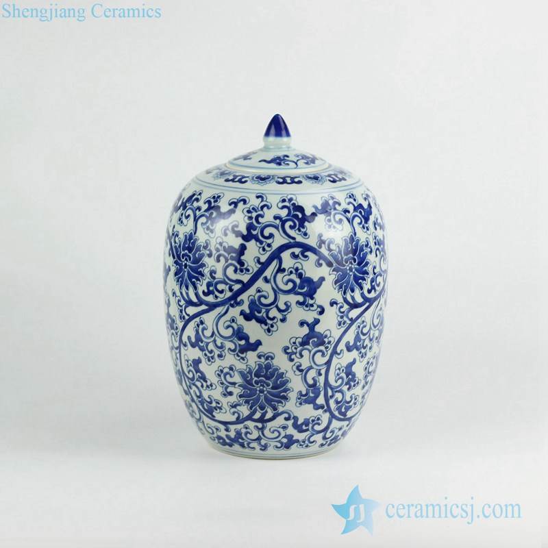 Blue and white floral pattern porcelain candle jar