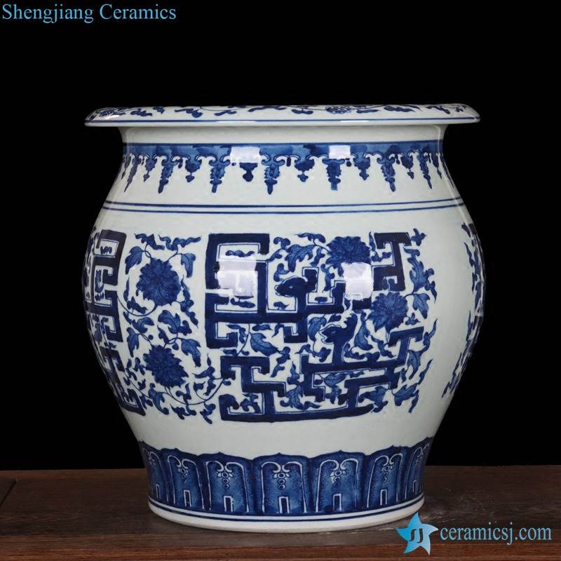Cobalt blue shinny glaze hand paint ceramic pot