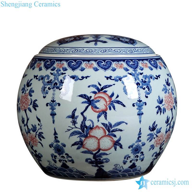 Jiangxi Jingdezhen art painting peach design ceramic jar
