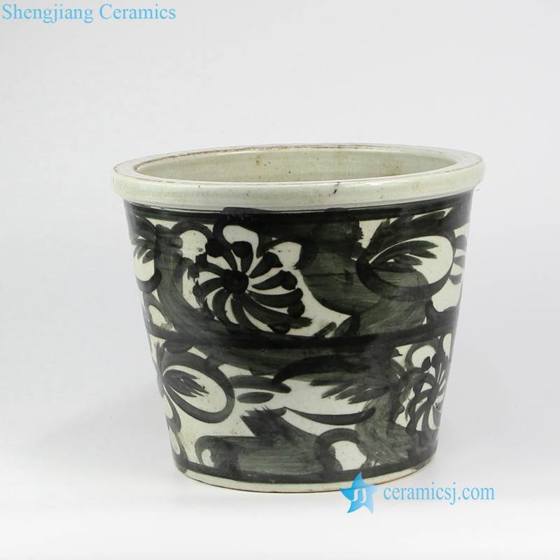 black and white pottery pot