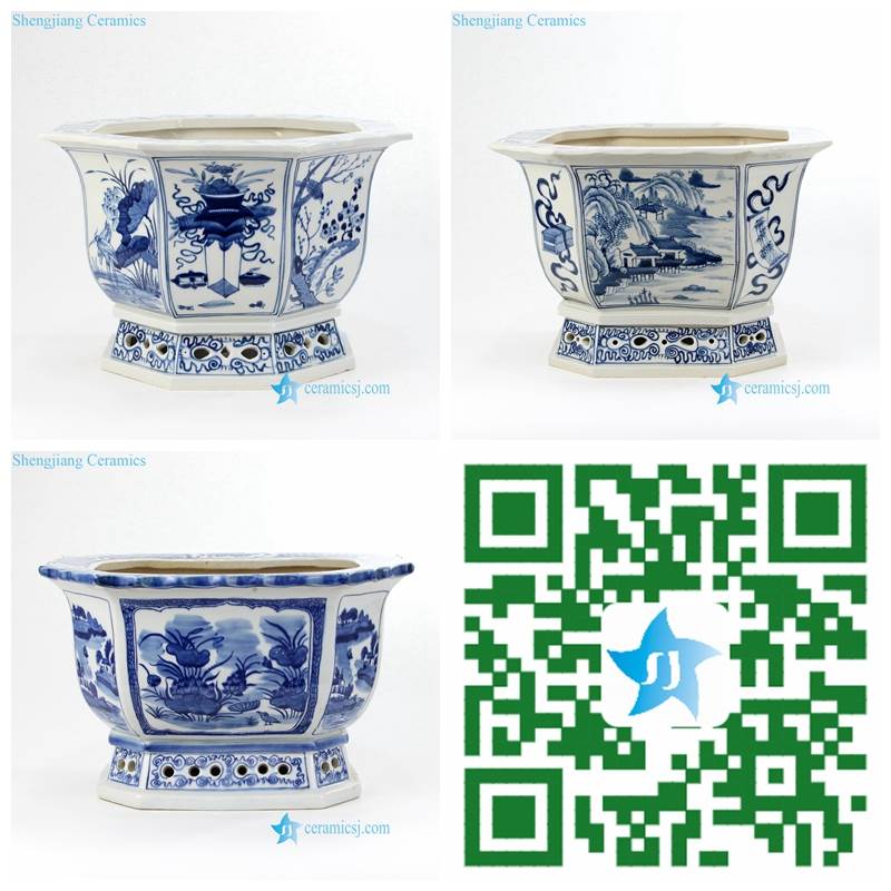 antique blue and white porcelain planter