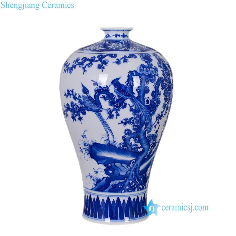 RZLH03-11   Hand painted high end style ceramic bird flower collectible porcelain vase