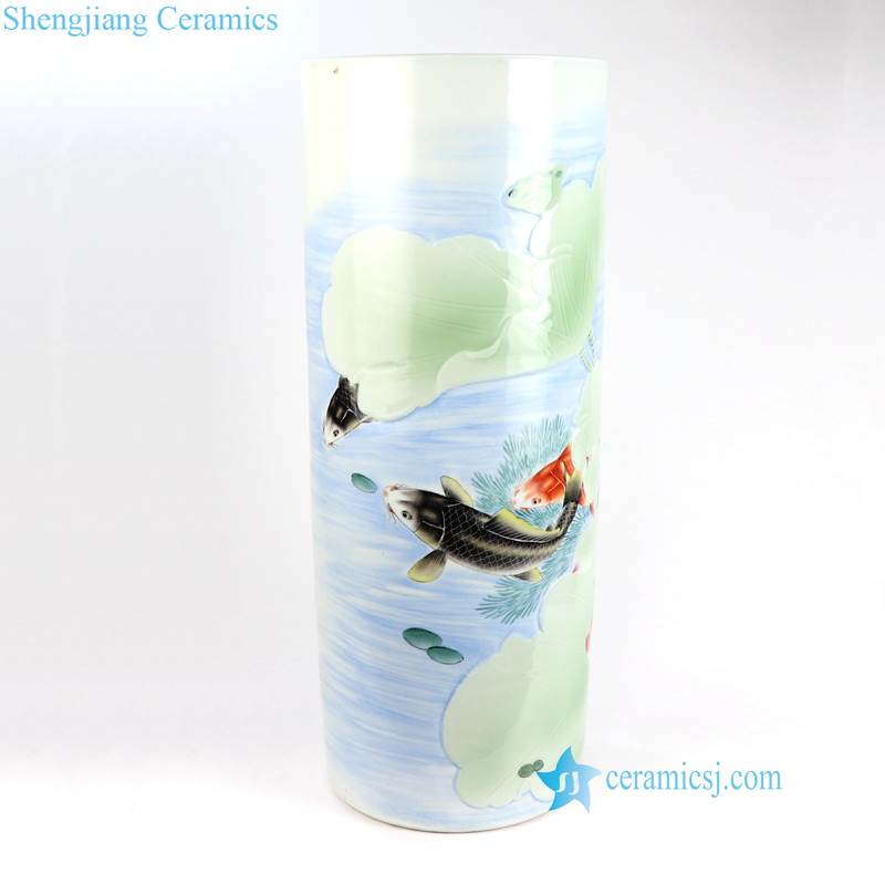 RZNP01-4  China fashion carved lotus fish pond ceramic vase