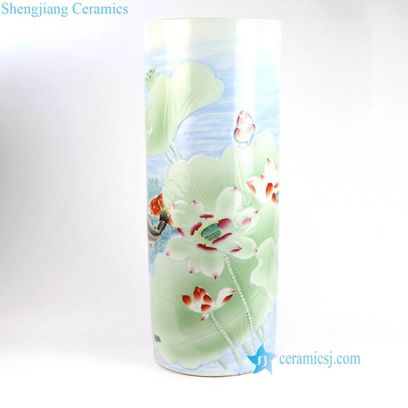 RZNP01-4  China fashion carved lotus fish pond ceramic vase