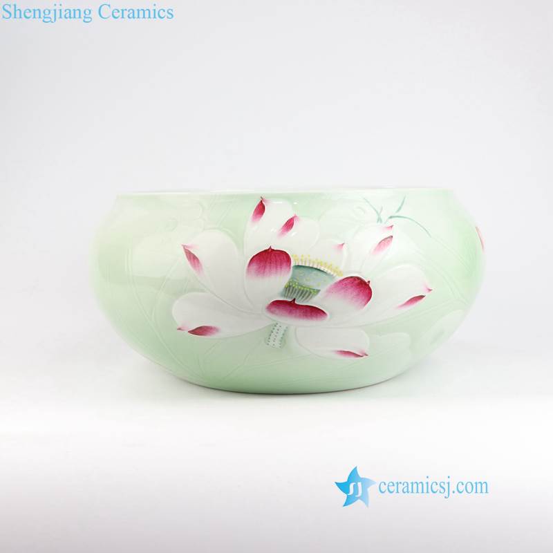 RZNP01-4  China fashion carved lotus fish pond ceramic vase