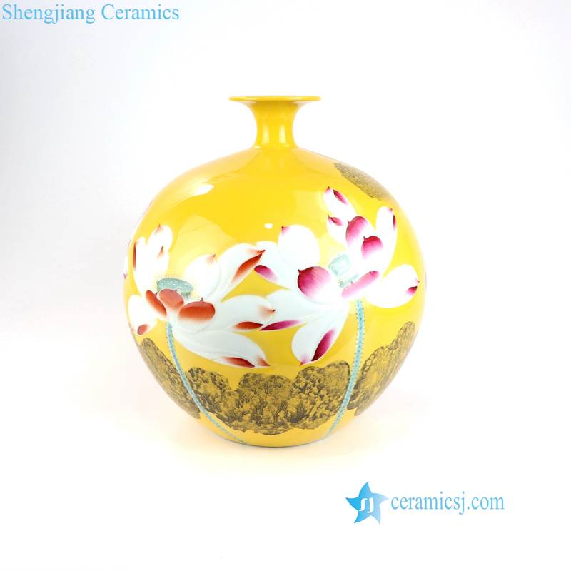 RZNP01-4  China fashion carved lotus fish pond ceramic vase