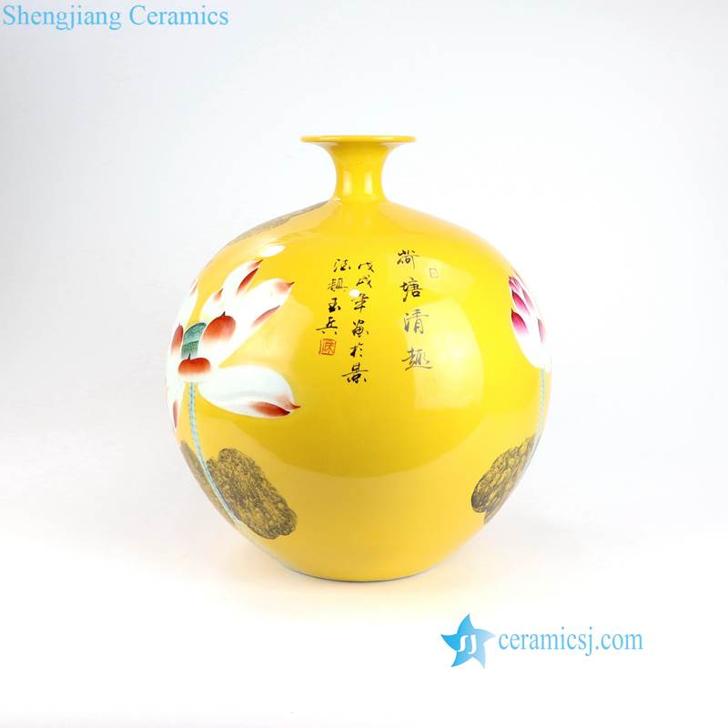 RZNP01-4  China fashion carved lotus fish pond ceramic vase