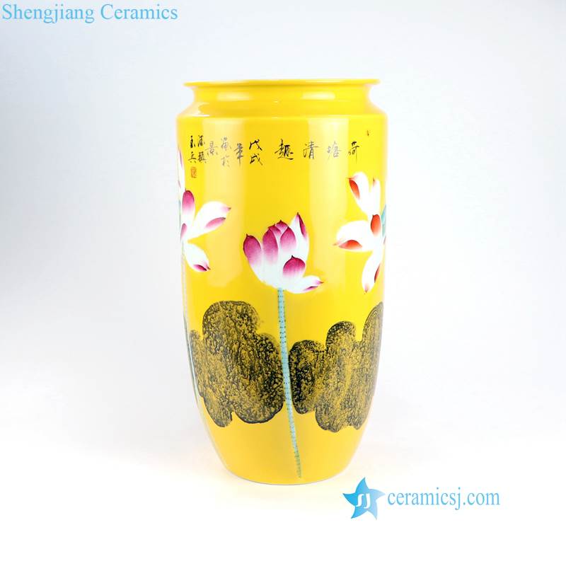 RZNP01-4  China fashion carved lotus fish pond ceramic vase