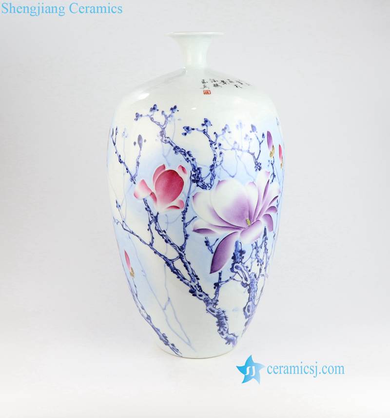 RZNP05-15   Yulan magnolia violet color ceramic vases