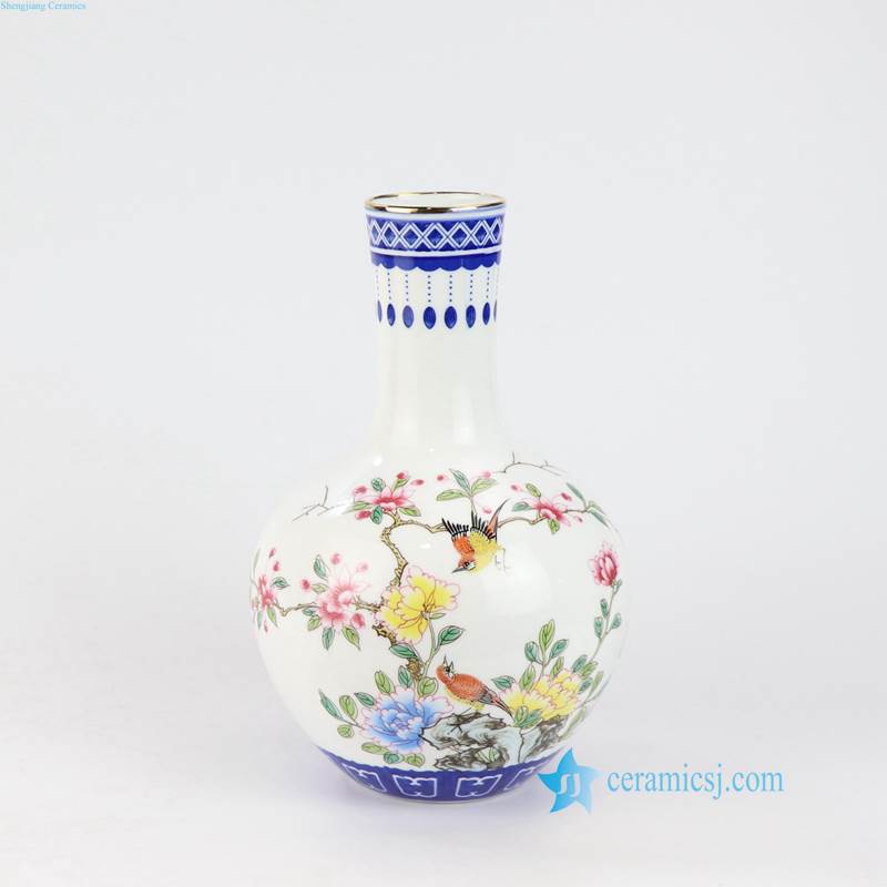 globular shape bird flower vase