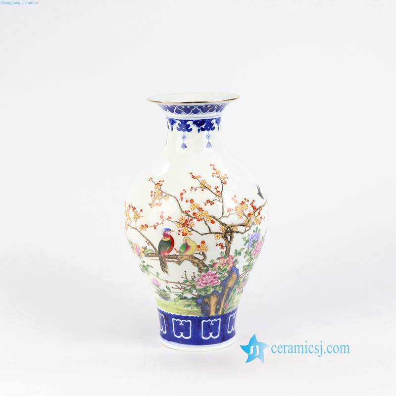 blue and white bird vase 