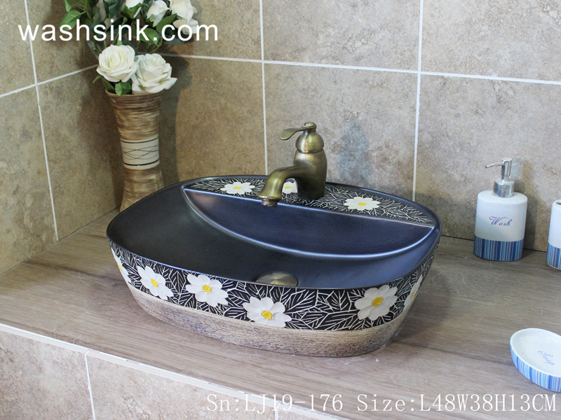 traditional flower design wash basin