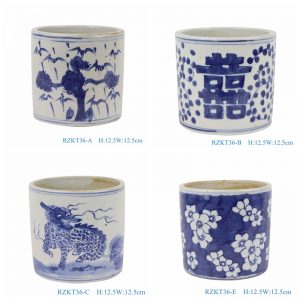 RZKT36-Series(A B C E)   Chinese blue and white ceramic pot multi-pattern sets pen container