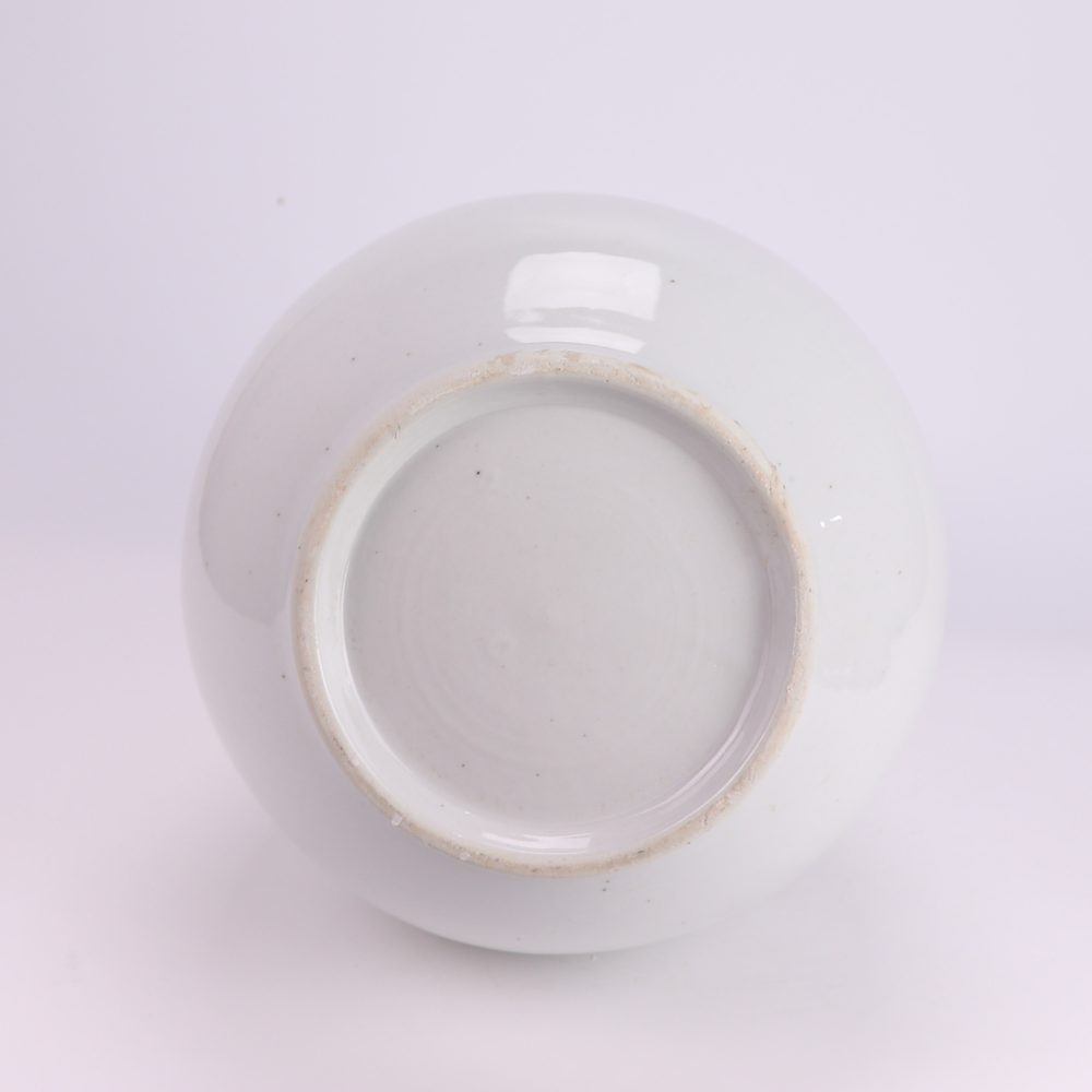 Beautiful White Peony Floral Pattern Amphora Ceramic Vase for Home Decor Bottom Image