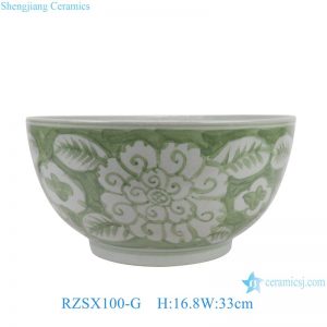 RZSX100-G   Green Hand Painted Delicate Flower Ceramic Flower Pot Decoration