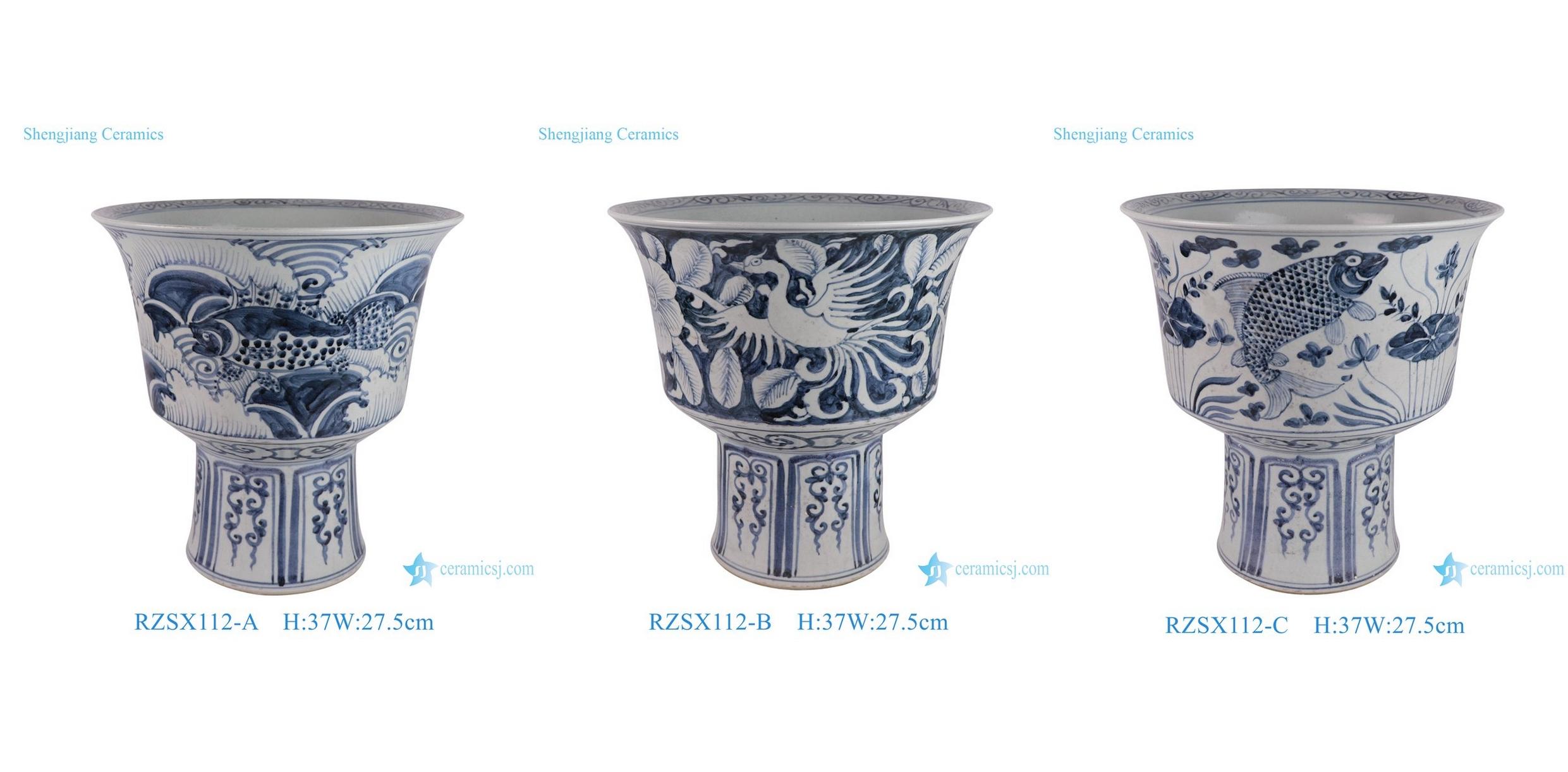 RZSX112 series Jingdezhen Blue and White Hand-painted Tall Garden ...