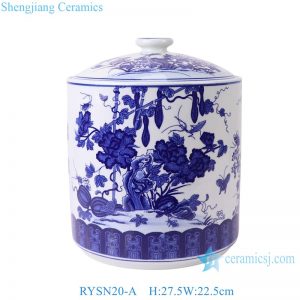 RYSN20-A Blue and white towel gourd pattern Ceramic rice pot storage jar pot