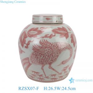 RZSX07-F Jingdezhen blue and white porcelain red phoenix flower and bird ceramic jar