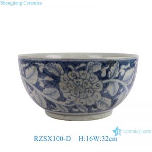 RZSX100-D Creative hand-painted dark color large flower pattern ceramic fish tank ceramic basin