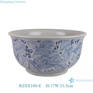 RZSX100-B-E Creative Hand-painted Shades of Large Flowers Small Floral Patterns Ceramic Pot