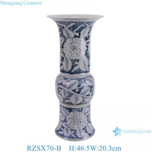 RZSX70-B  New antique blue and white flowers on blue background ceramic vase