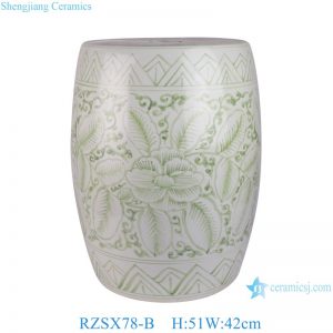 RZSX78-B-C Jingdezhen Blue and Green Hand-painted Flower Pattern Ceramic Stool