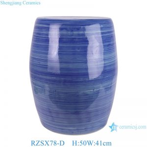 RZSX78-D High Quality Blue and White Hand Painted Striped Modern Minimalist Ceramic Stool
