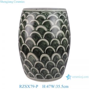 RZSX79-P Green Color Minimalist Fish Scale Home Decor Stools