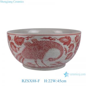 RZSX88-F Home Decor Modern Creative Hand Painted Animal Turning Back Ceramic Basin