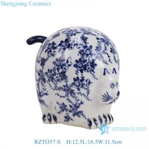 RZTO57-S Blue and white Cute Cat sculpture Animal Statues