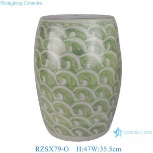 RZSX79-L-O Creative Design Wave Pattern Home Decor Ceramic Stools