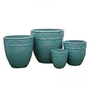 RXCT Series Cheap Wholesale Outdoor Blue Glazed Pottery Pots 4pcs/set Antique Large Ceramic Flower Planters