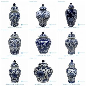 RXAE-FL Series 1 Jingdezhen Blue and White Porcelain Vase Floral Pattern Ceramic Temple Ginger Jar