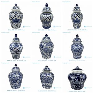 RXAE-FL Series 2 Chinoiserie Blue and White Porcelain Ceramic Vase Floral Pattern Porcelain Ginger Jar for Home Decorations