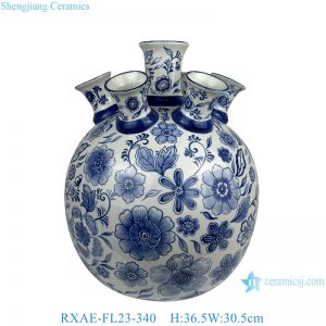 RXAE-FL23-340 Traditional blue and white porcelain tulip vase antique multi hole tulipieres ceramic decorative vase